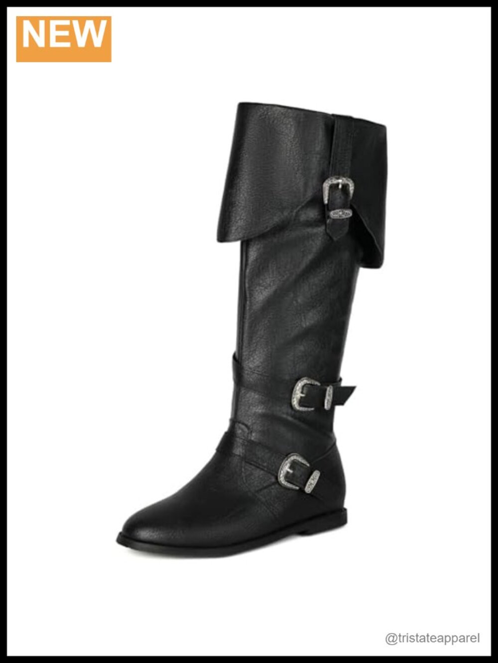 Women's Knee High Pirate Boots Vintage Style PU Leather Costume Shoes Round Toe